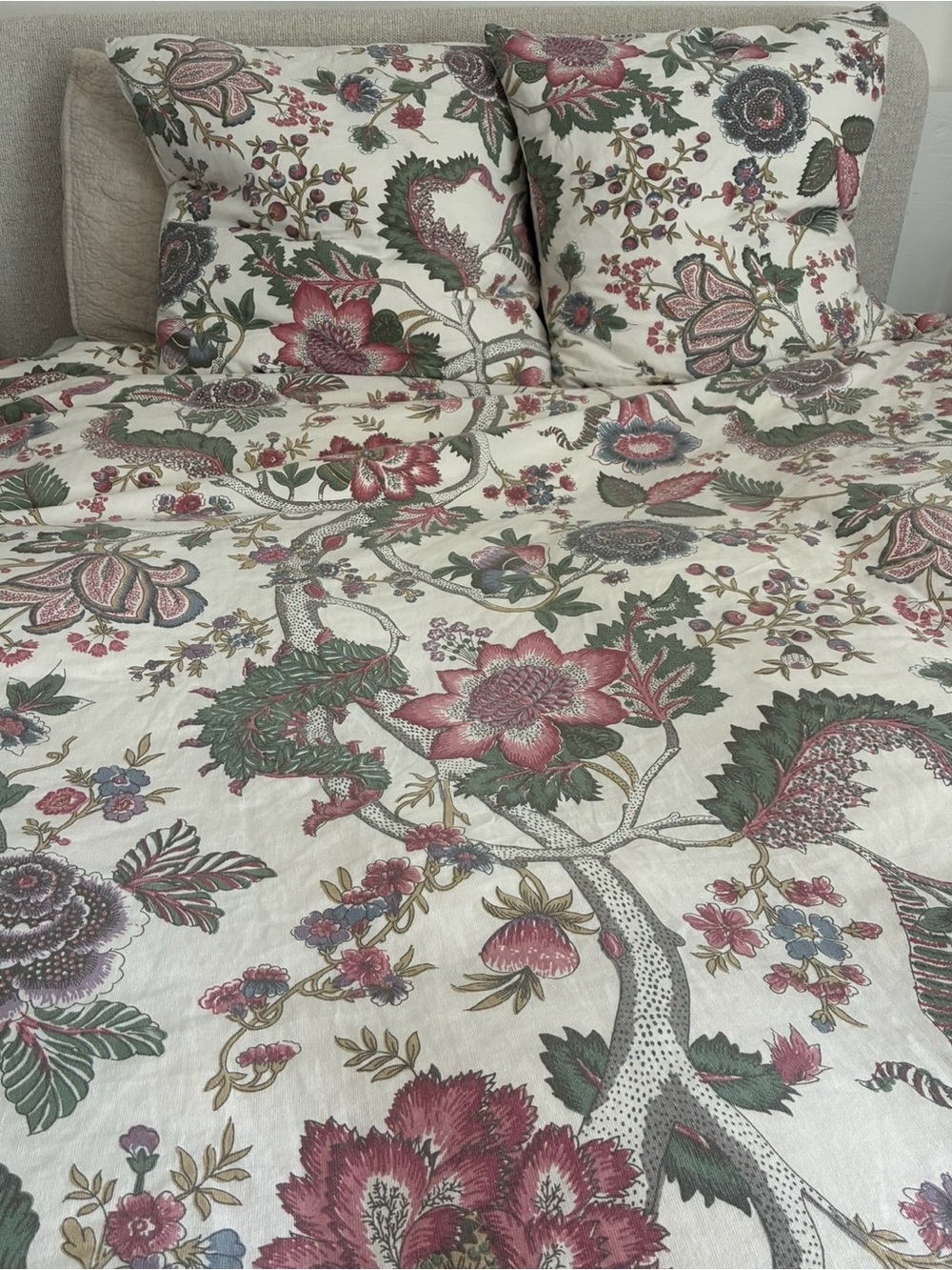Rare Pottery Barn Resi Floral Queen 3 Piece Duvet Set Palampore